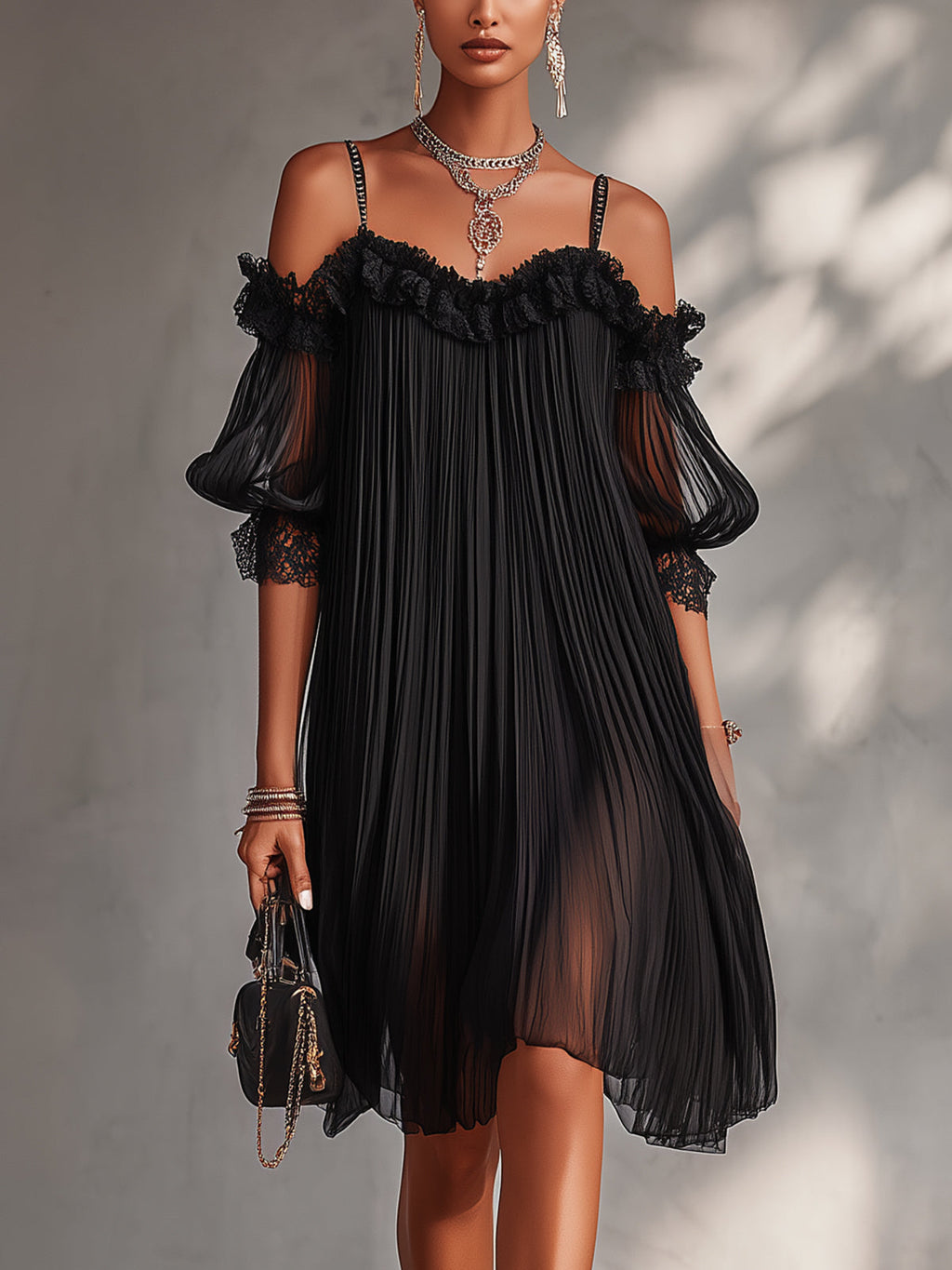 Victoria™ | Vestido Corto de Gasa con Encaje