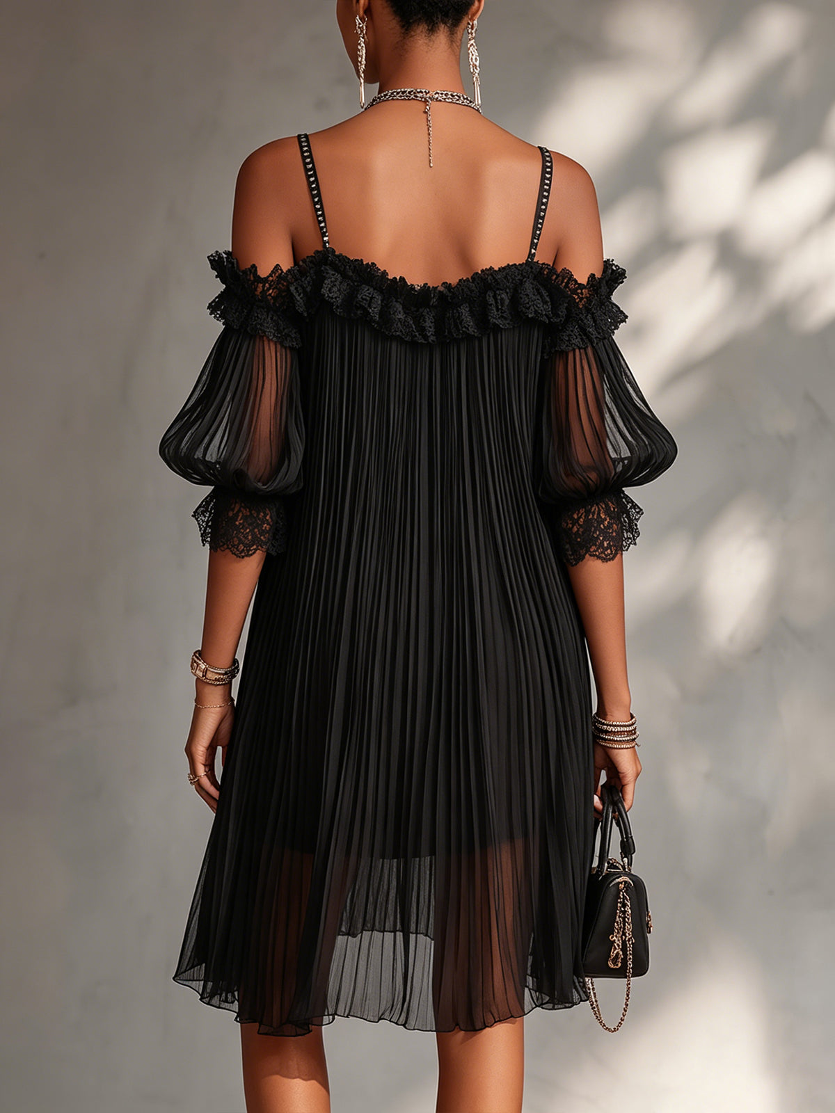 Victoria™ | Vestido Corto de Gasa con Encaje