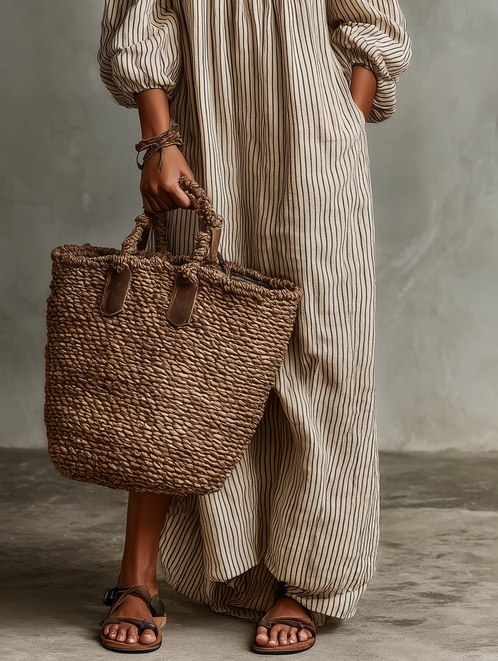 Carmen™ | Vestido Largo de Rayas con Hombros Descubiertos