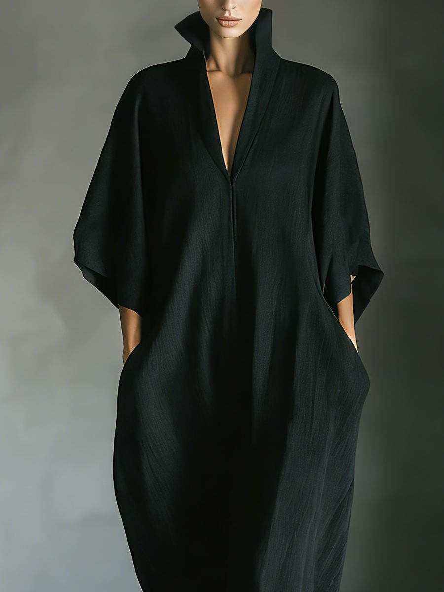 Constanza™ | Vestido Largo con Escote en V y Manga Kimono