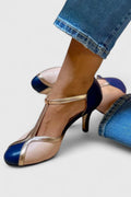 Pastora™ | Sandalia de Tacón Bicolor con Tira en T