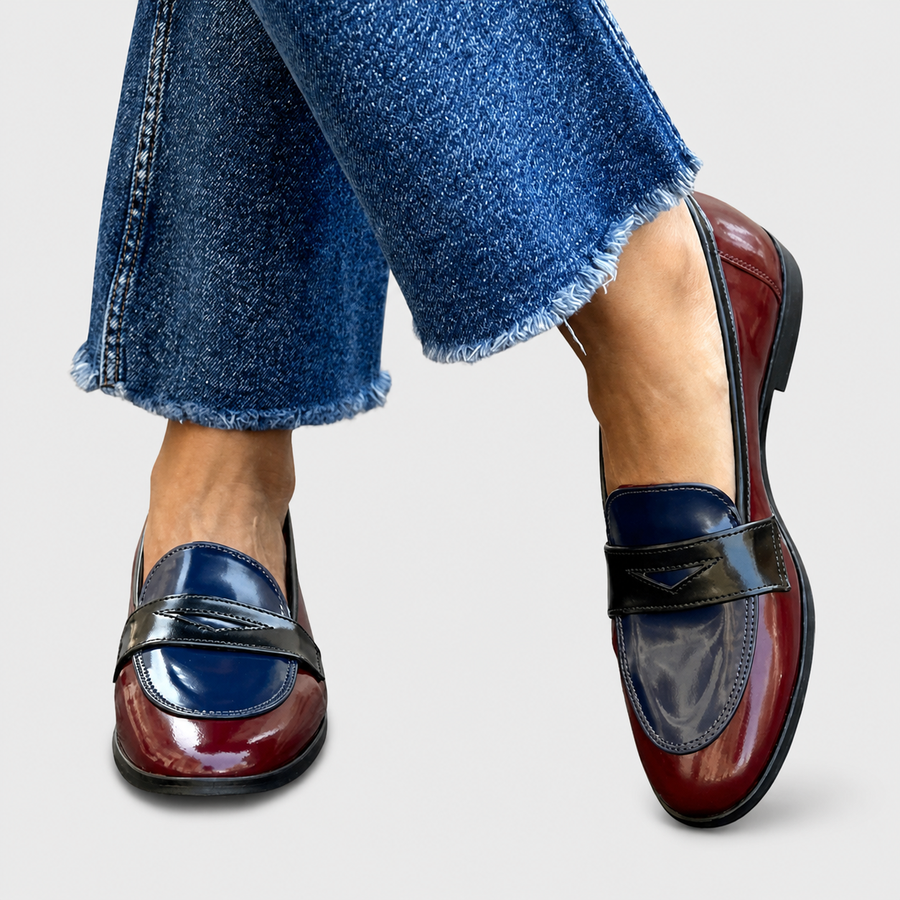 Eufrasia™ | Mocasín Bicolor Azul Marino