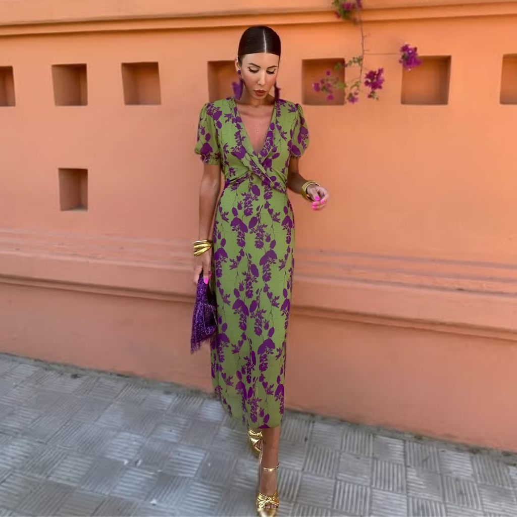 Ernestina™ | Vestido Largo Floral Verde