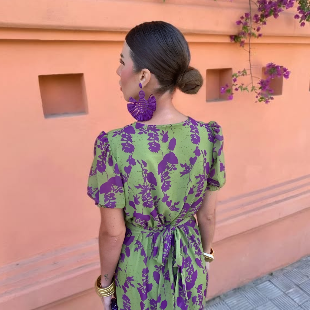 Ernestina™ | Vestido Largo Floral Verde