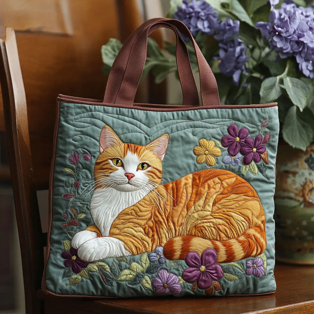 Rocío™ | Bolso Tote Artesanal con Estampado de Gato y Flores