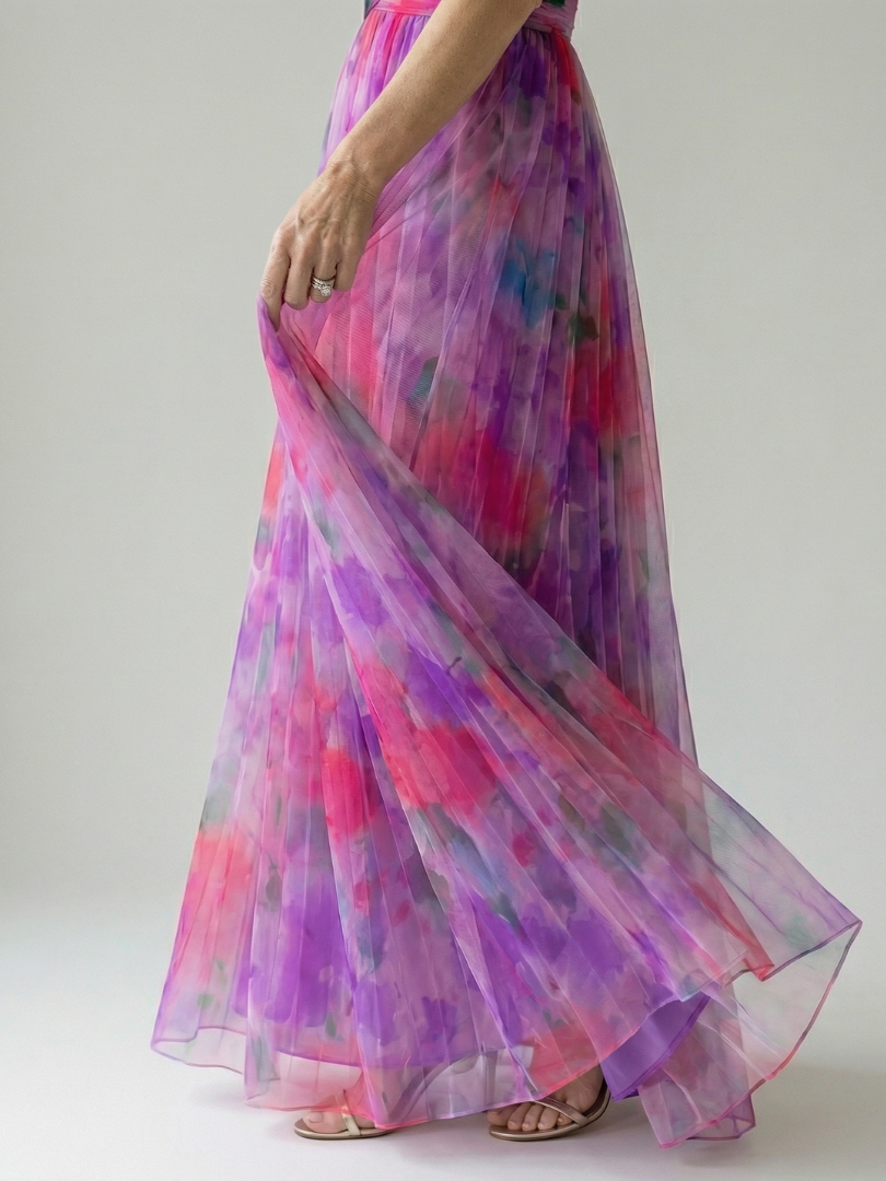 Isela™ | Vestido Maxi Cruzado con Degradado de Color y Tirantes Finos