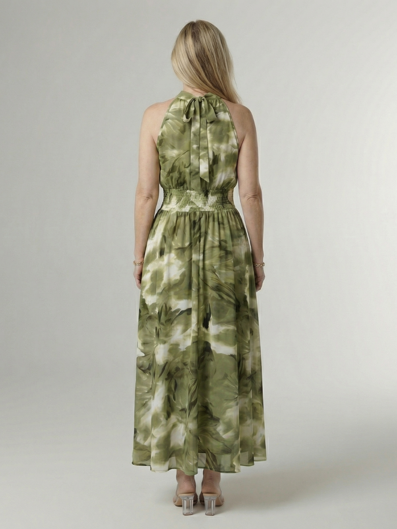 Silvana™ | Vestido Midi Halter con Cintura Fruncida