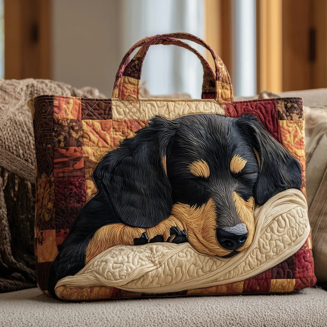 Perpetua™ | Bolso Tote Artesanal con Estampado de Bassete Hound