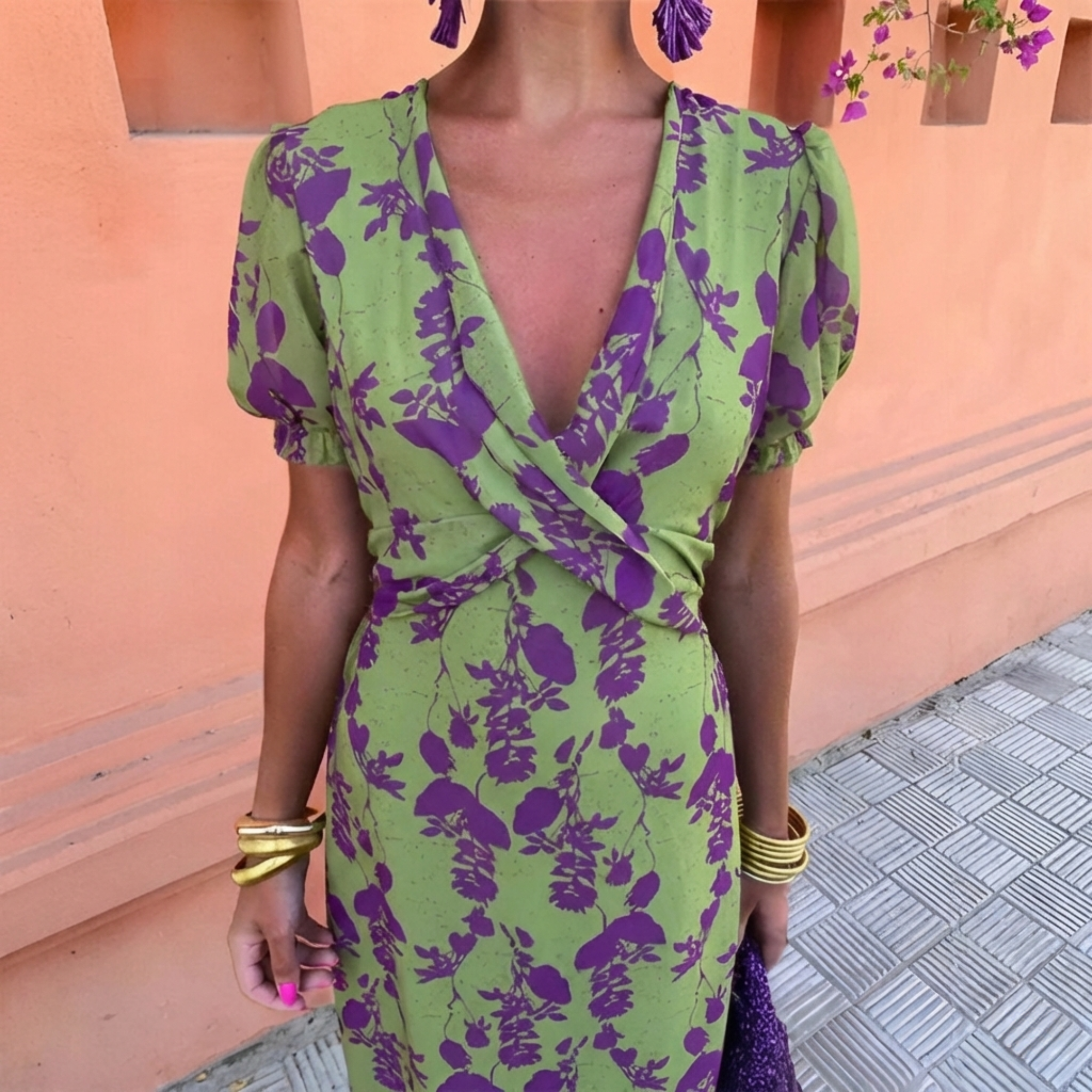 Ernestina™ | Vestido Largo Floral Verde