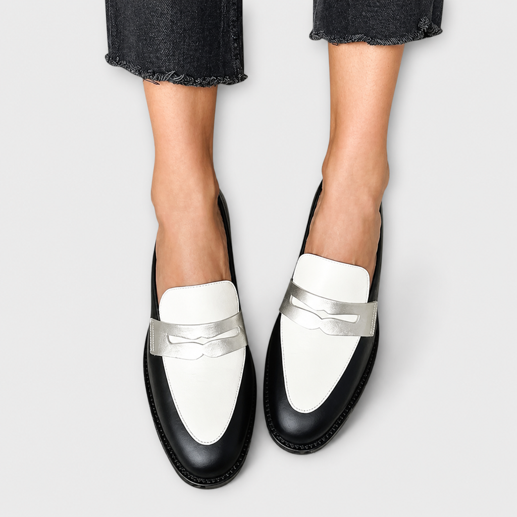 Filomena™ | Mocasín Bicolor Blanco y Negro