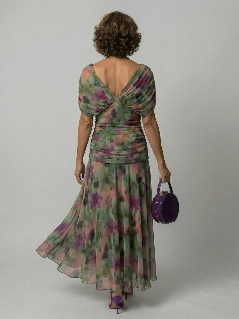 Calena™ | Vestido Midi Off-Shoulder con Escote Drapeado