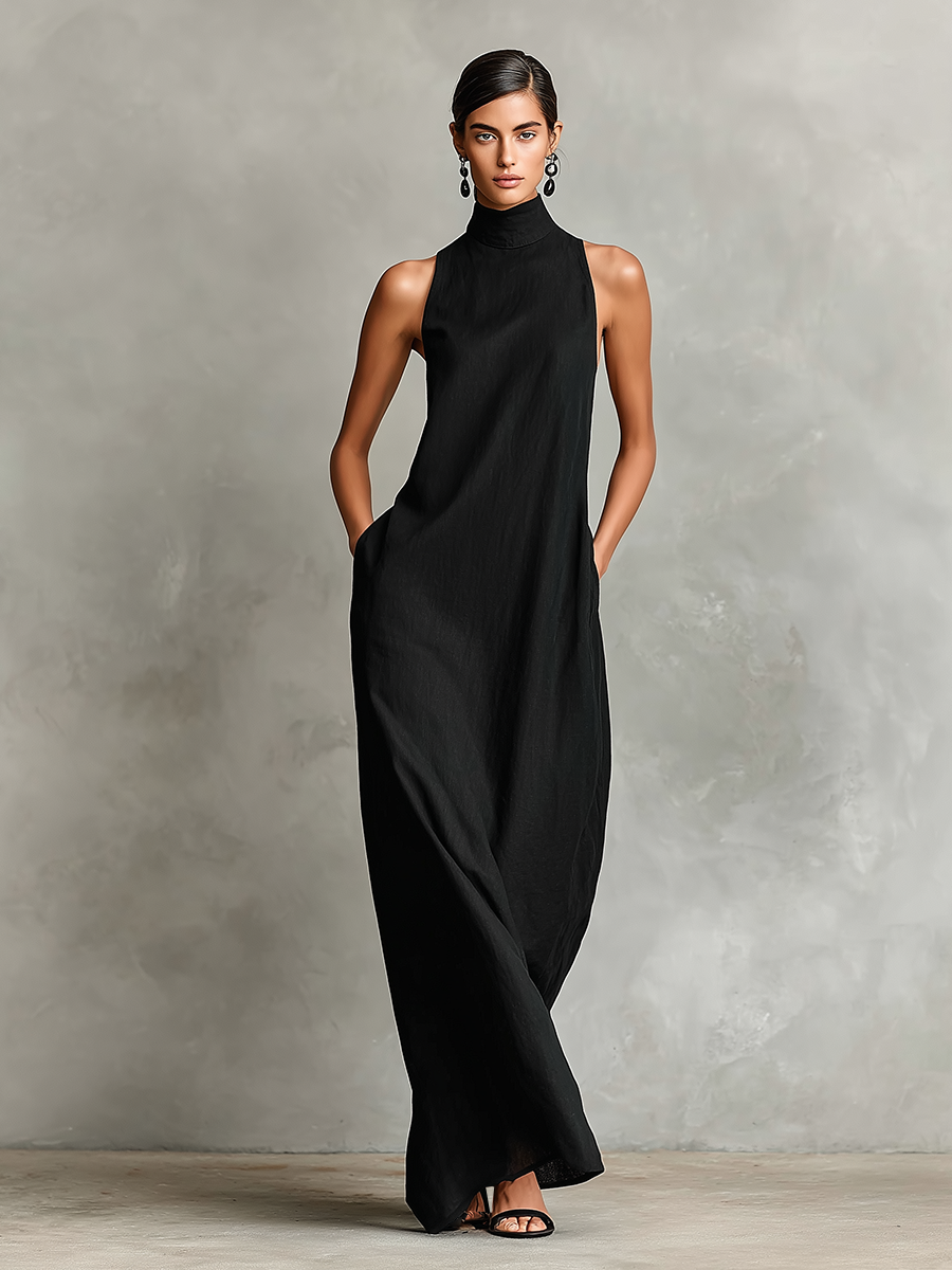 Clarisa™ | Vestido Largo con Cuello Alto