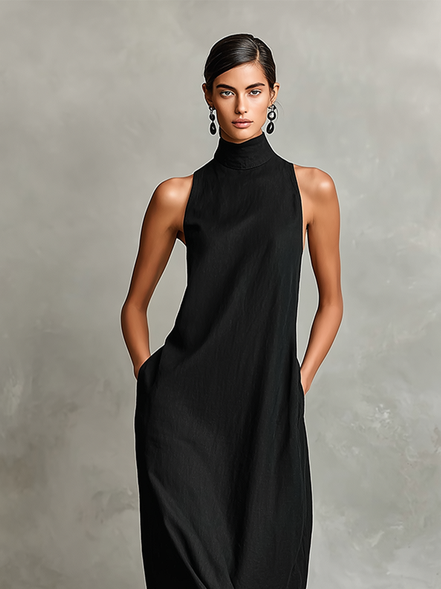 Clarisa™ | Vestido Largo con Cuello Alto