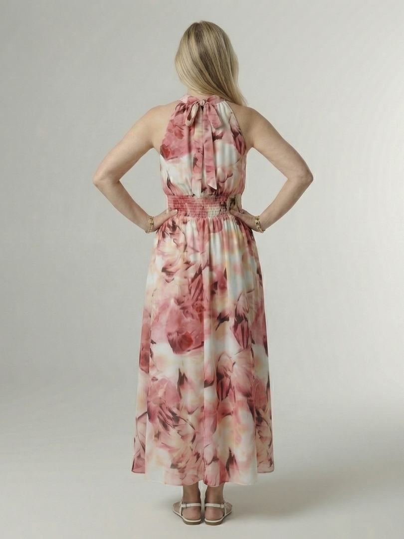 Silvana™ | Vestido Midi Halter con Cintura Fruncida