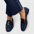 Hilaria™ | Mocasín de Piel Azul Marino