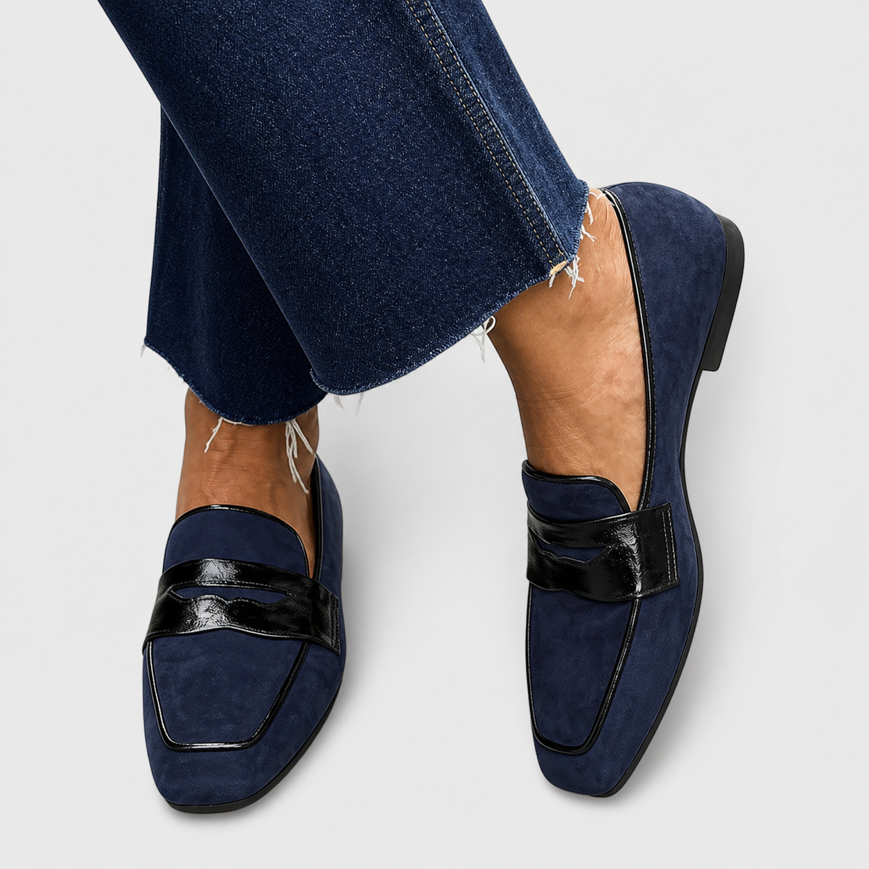 Hilaria™ | Mocasín de Piel Azul Marino