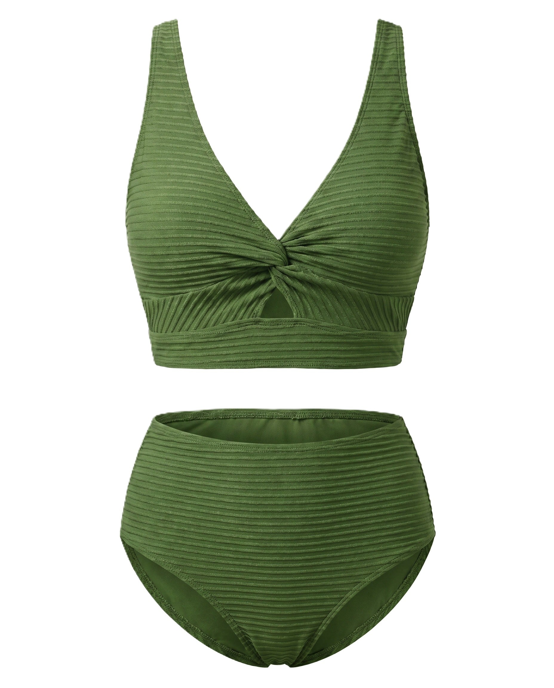 Crescencia™ | Bikini texturizado de tiro alto con top cruzado