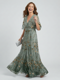 Selena™ | Vestido Maxi Halter Floral en Verde Salvia
