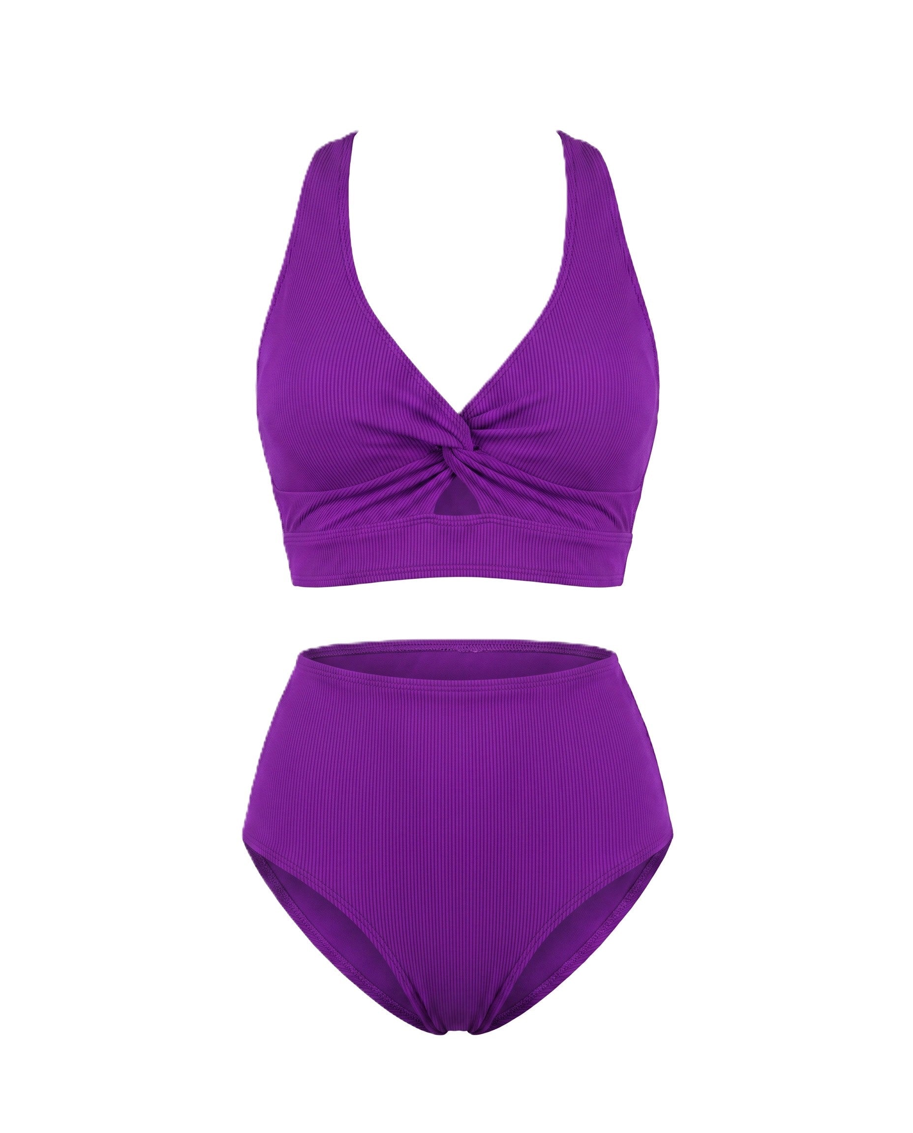 Crescencia™ | Bikini texturizado de tiro alto con top cruzado