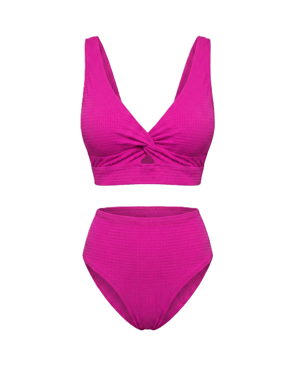 Crescencia™ | Bikini texturizado de tiro alto con top cruzado