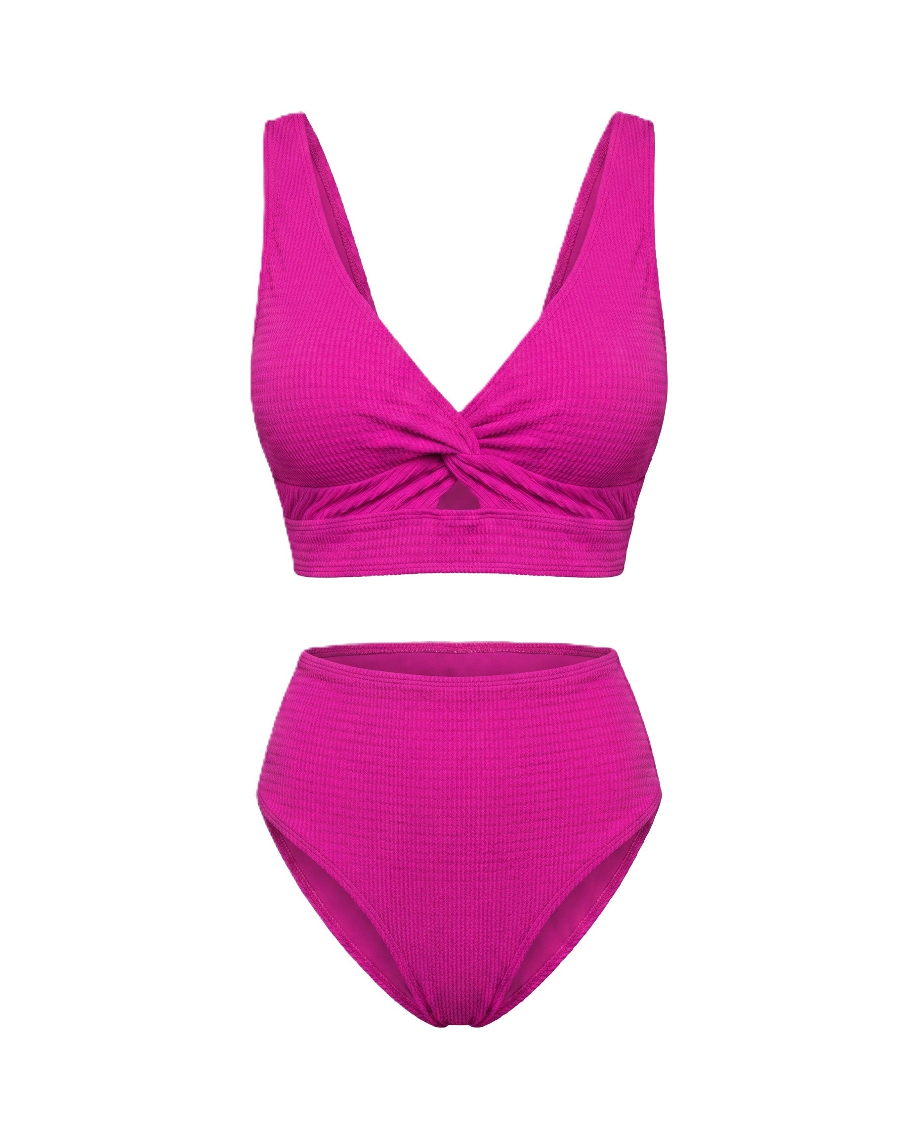 Crescencia™ | Bikini texturizado de tiro alto con top cruzado