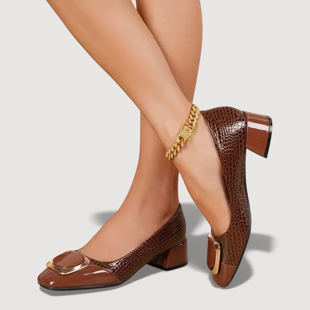 Livana™ | Tacones cuadrados efecto croco