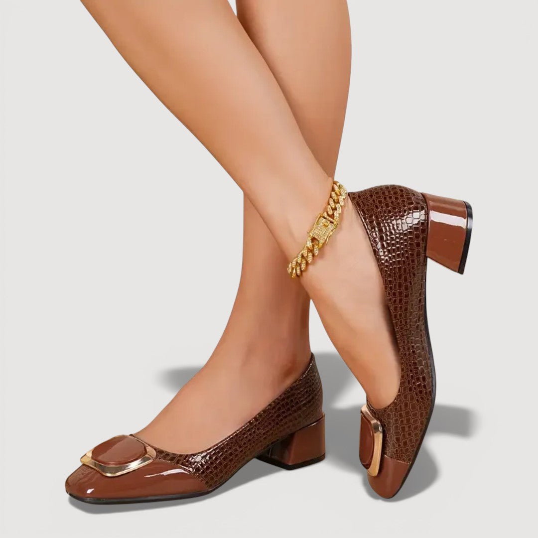 Livana™ | Tacones cuadrados efecto croco