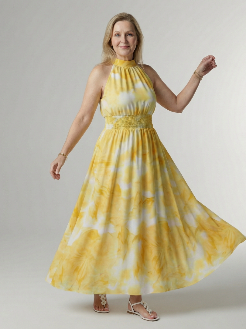 Silvana™ | Vestido Midi Halter con Cintura Fruncida