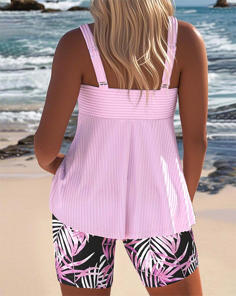 Severina™ | Tankini acanalado con short tropical