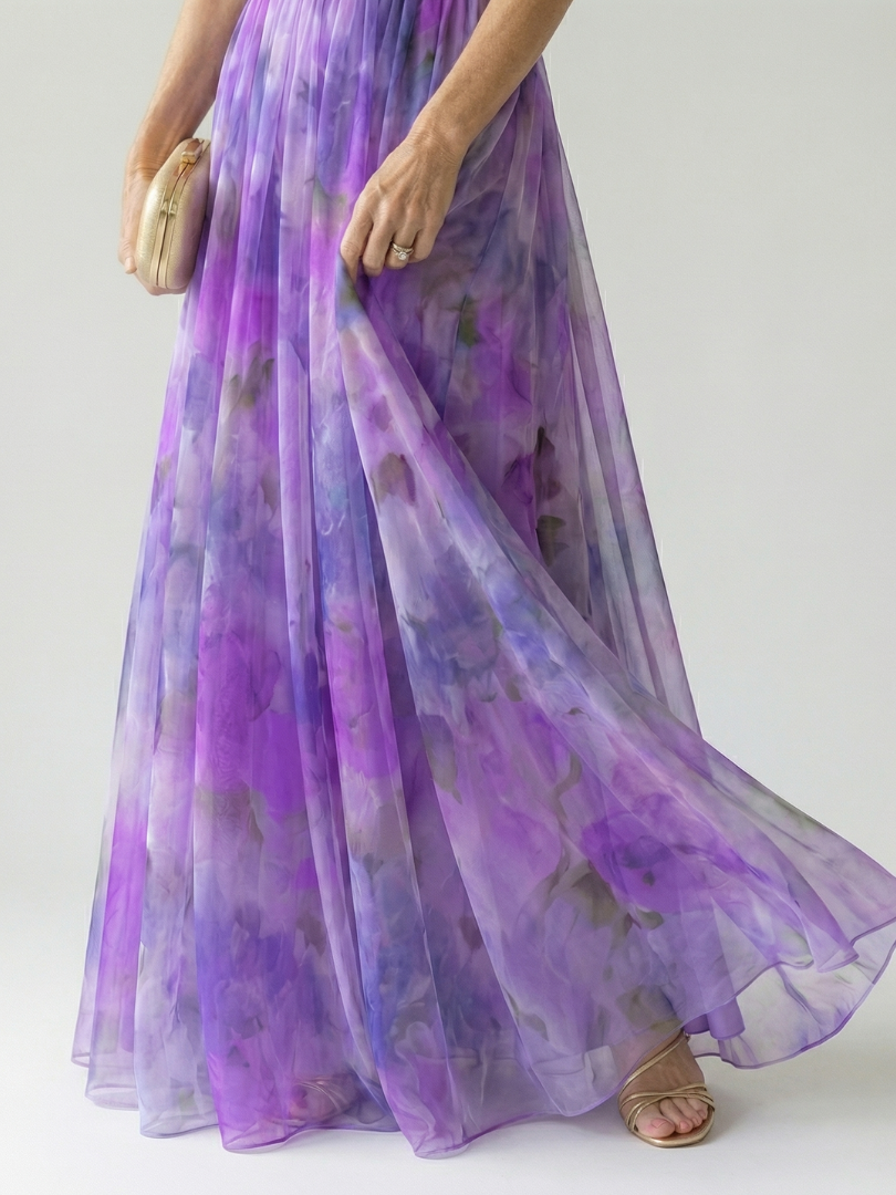 Isela™ | Vestido Maxi Cruzado con Degradado de Color y Tirantes Finos