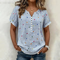 Cristina™ | Blusa de Rayas con Estampado de Corazones