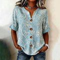 Rosalía™ | Blusa Vintage Floral con Botones y Manga Tres Cuartos