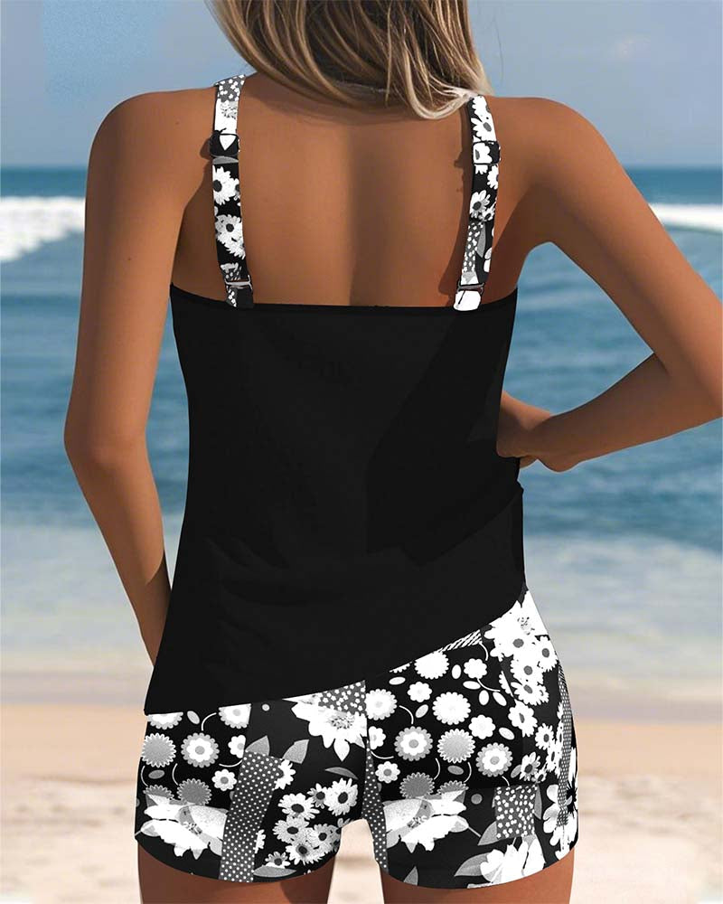 Teodora™ | Tankini camiseta con short de baño estampado