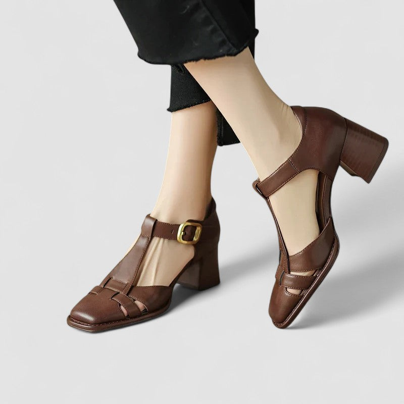 Marisol™ | Sandalia Ortopédica T-Strap de Tacón Bloque