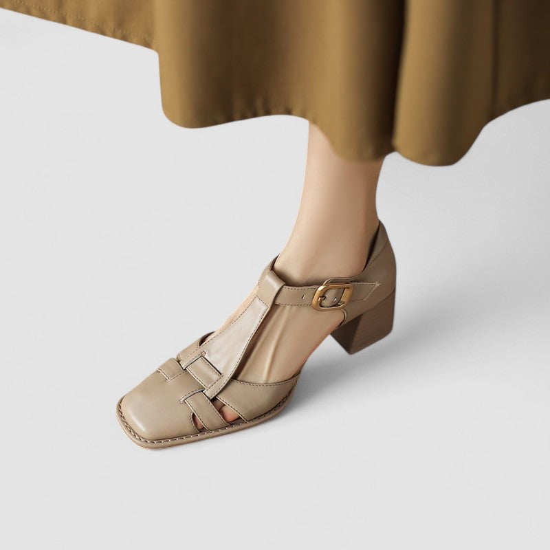 Marisol™ | Sandalia Ortopédica T-Strap de Tacón Bloque