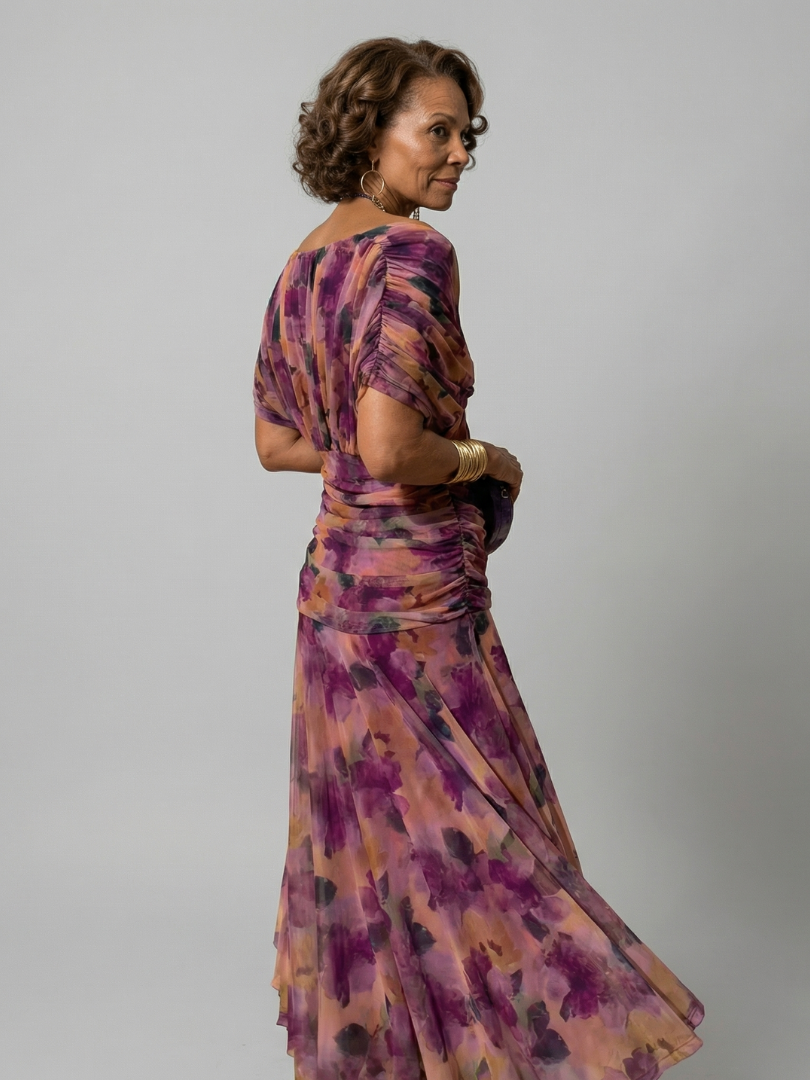 Calena™ | Vestido Midi Off-Shoulder con Escote Drapeado