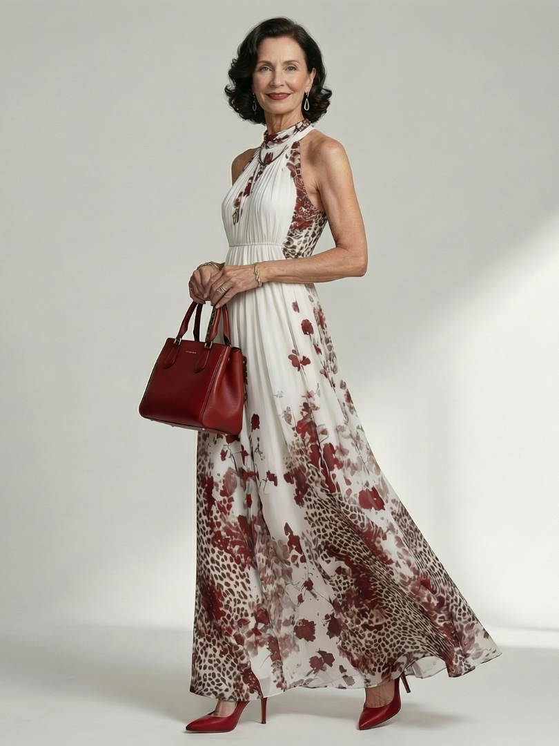 Orlena™ | Vestido Maxi Floral de Manga Larga con Falda Voluminosa