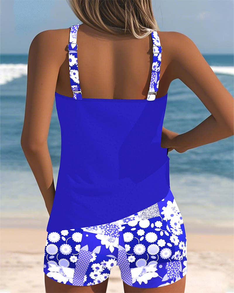 Teodora™ | Tankini camiseta con short de baño estampado