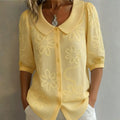 Clotilde™ | Blusa con cuello Peter Pan y bordado floral