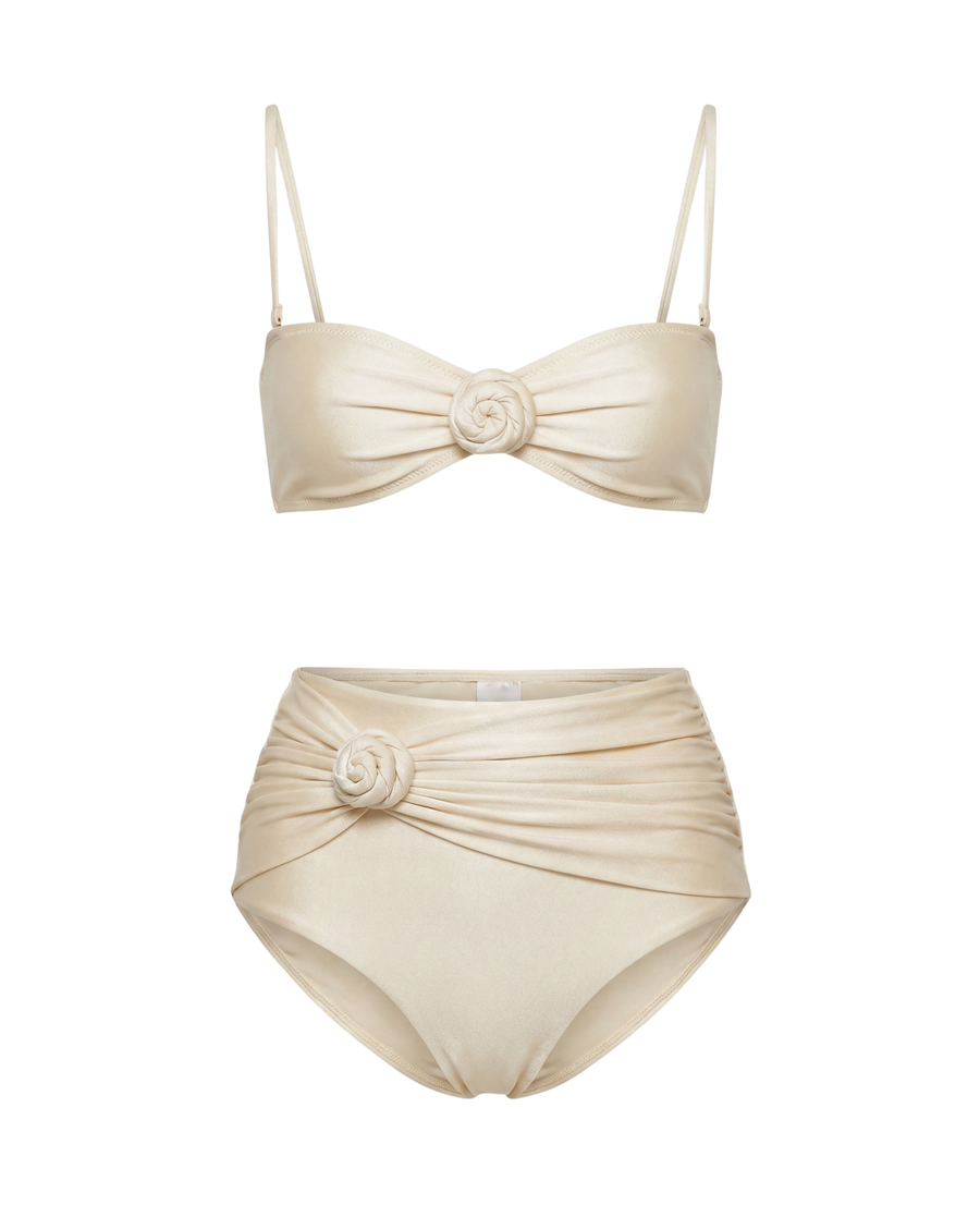 Áurea™ | Bikini de tiro alto con flores 3D aplicadas