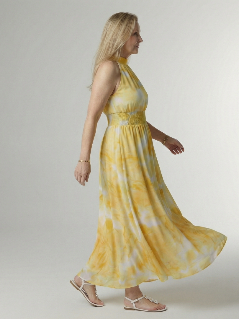 Silvana™ | Vestido Midi Halter con Cintura Fruncida