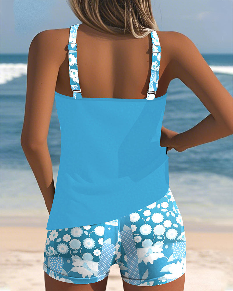 Teodora™ | Tankini camiseta con short de baño estampado