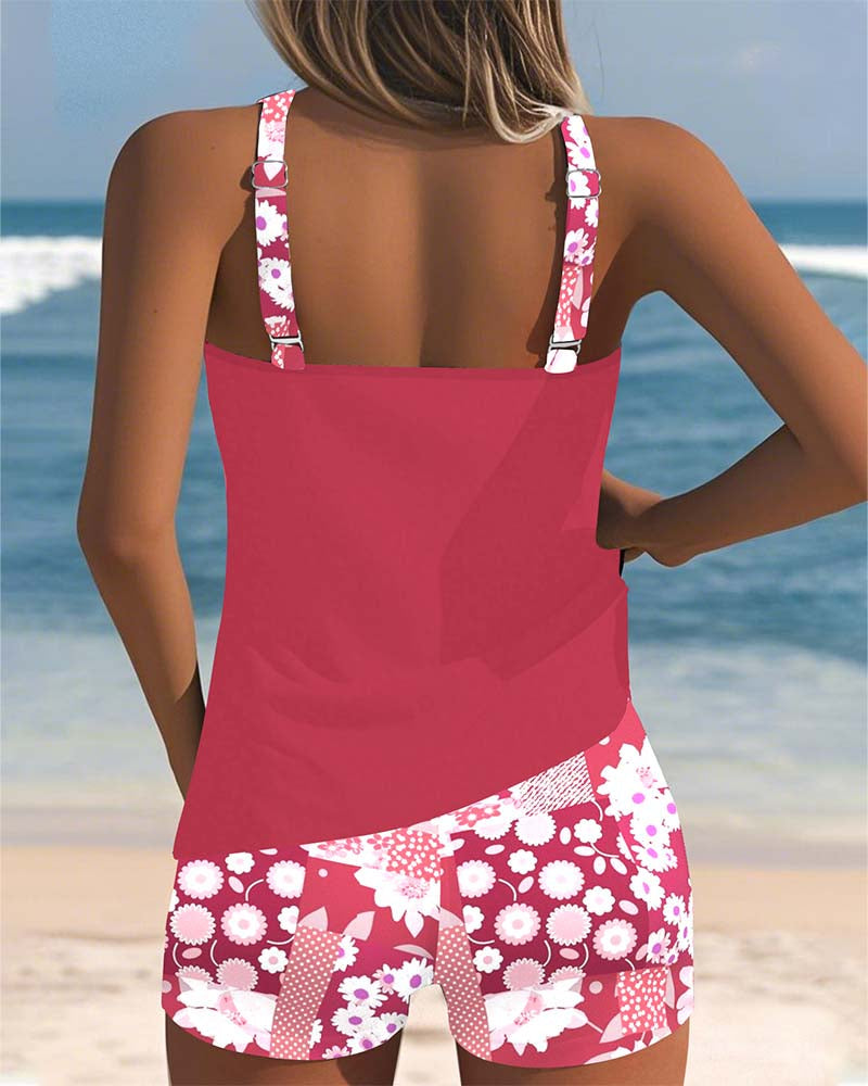 Teodora™ | Tankini camiseta con short de baño estampado
