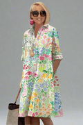 Primitiva™ | Vestido Midi Flores Multicolor