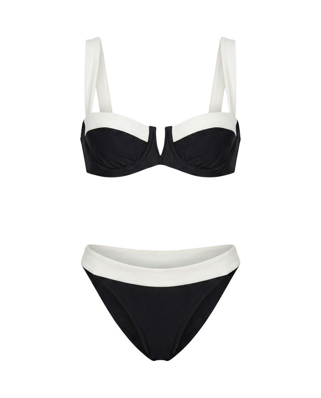 Patrocinio™ | Bikini clásico negro y blanco con tirantes ajustables