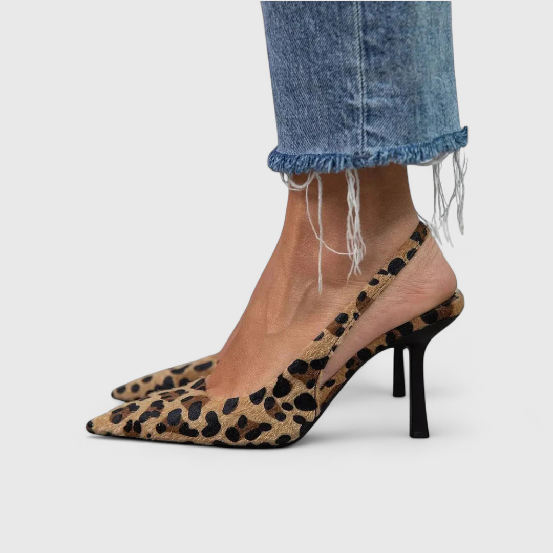 Manuela™ | Escarpín Slingback Leopardo de Tacón Fino