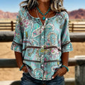 Consuelo™ | Camisa Vintage con Estampado Paisley y Manga Tres Cuartos