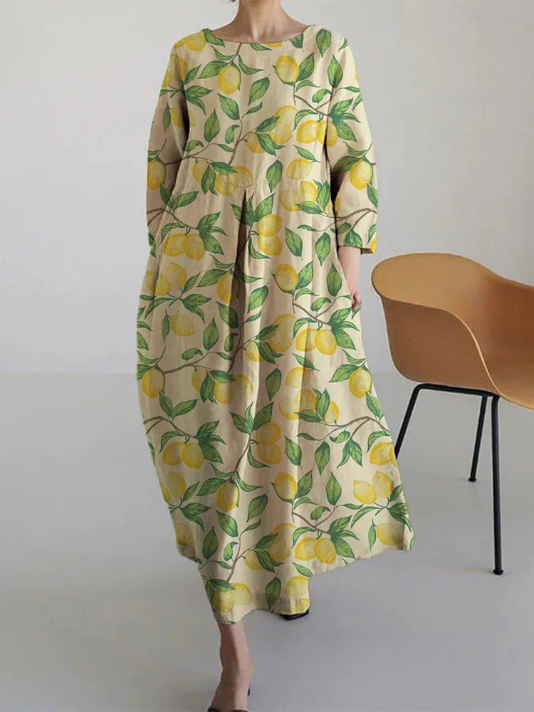 Jacinta™ | Vestido Amplio Floral Amarillo