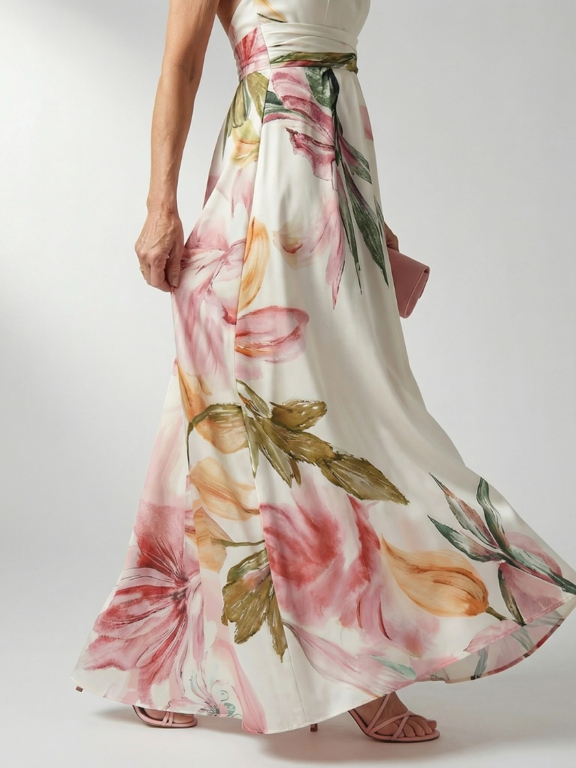 Amiela™ | Vestido Maxi Halter con Estampado Floral Grande