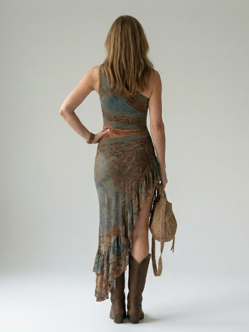 Zahara™ | Vestido Midi Asimétrico con Abertura Lateral